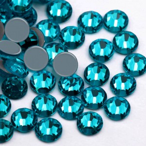 Strass hotfix flat back, glass, high quality, petrol color (pack) Rhinestones Hotfix