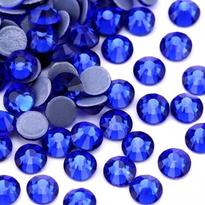 Στρας φλατ θερμοκολλητικά γυάλινα υψηλής ποιότητας, μπλε royal χρώμα (συσκευασία)