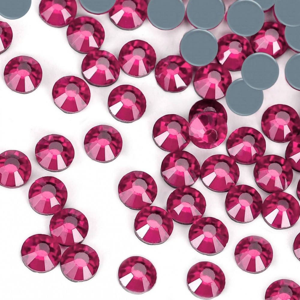 Strass hotfix flat back, glass, high quality, fuchsia color (pack) Rhinestones Hotfix