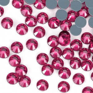 Strass hotfix flat back, glass, high quality, fuchsia color (pack) Rhinestones Hotfix