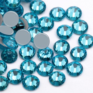 Strass hotfix flat back, glass, high quality, sky blue color (pack) Rhinestones Hotfix