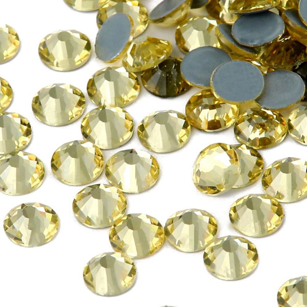 Strass hotfix flat back, glass, high quality, yellow champagne color (pack) Rhinestones Hotfix
