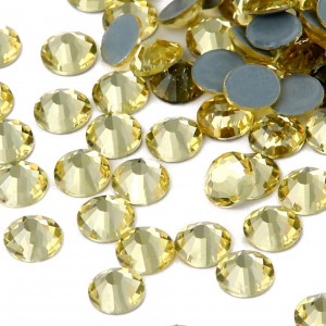 Strass hotfix flat back, glass, high quality, yellow champagne color (pack) Rhinestones Hotfix