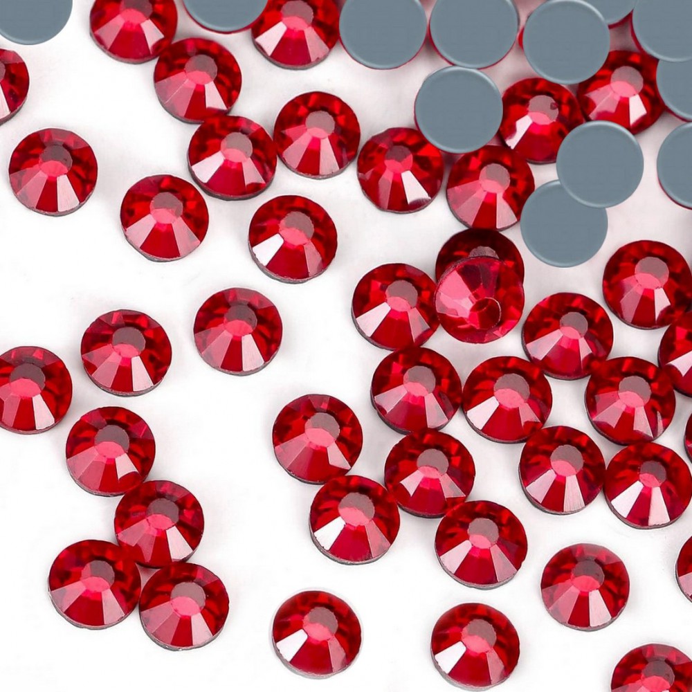 Strass hotfix flat back, glass, high quality, red color (pack) Rhinestones Hotfix