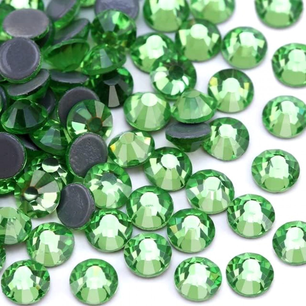 Strass hotfix flat back, glass, high quality, light green color (pack) Rhinestones Hotfix