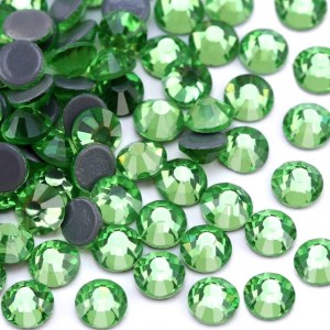 Strass hotfix flat back, glass, high quality, light green color (pack) Rhinestones Hotfix