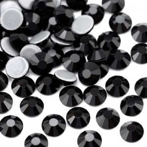 Strass hotfix flat back, glass, high quality, black color (pack) Rhinestones Hotfix