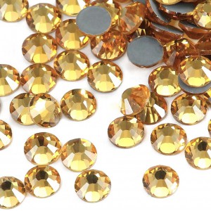 Strass hotfix flat back, glass, high quality, honey yellow color (pack) Rhinestones Hotfix