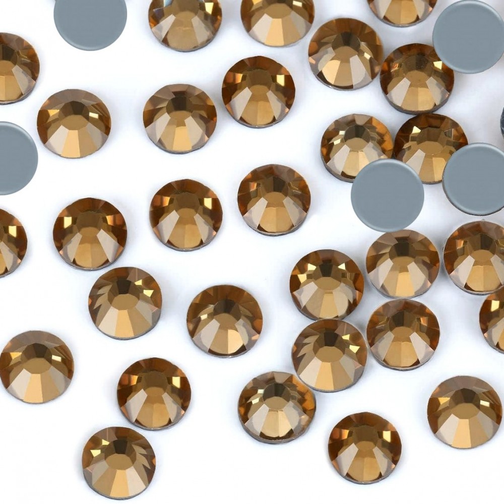 Strass hotfix flat back, glass, high quality, dark honey yellow color (pack) Rhinestones Hotfix