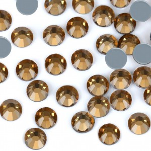 Strass hotfix flat back, glass, high quality, dark honey yellow color (pack) Rhinestones Hotfix
