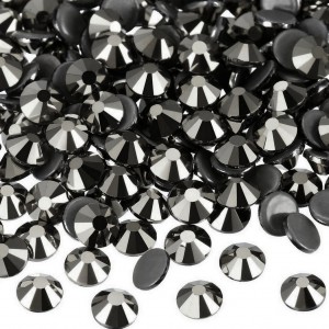 Strass hotfix flat back, glass, high quality, metallic gun black color (pack) Rhinestones Hotfix