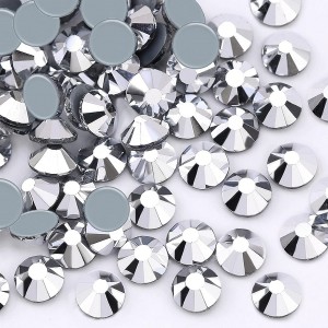 Strass hotfix flat back, glass, high quality, metallic silver color (pack) Rhinestones Hotfix