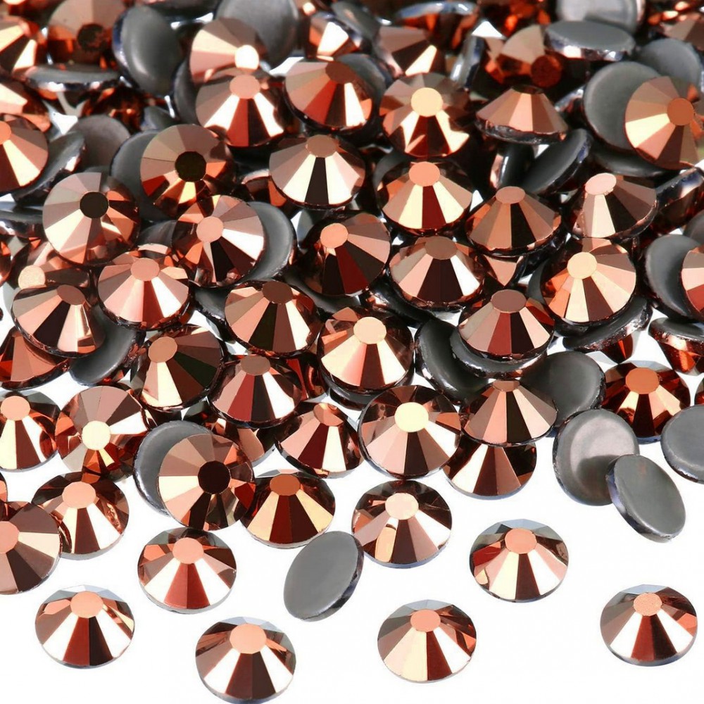 Strass hotfix flat back, glass, high quality, metallic copper color (pack) Rhinestones Hotfix
