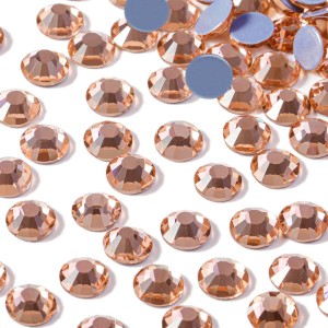 Strass hotfix flat back, glass, high quality, rose gold color (pack) Rhinestones Hotfix