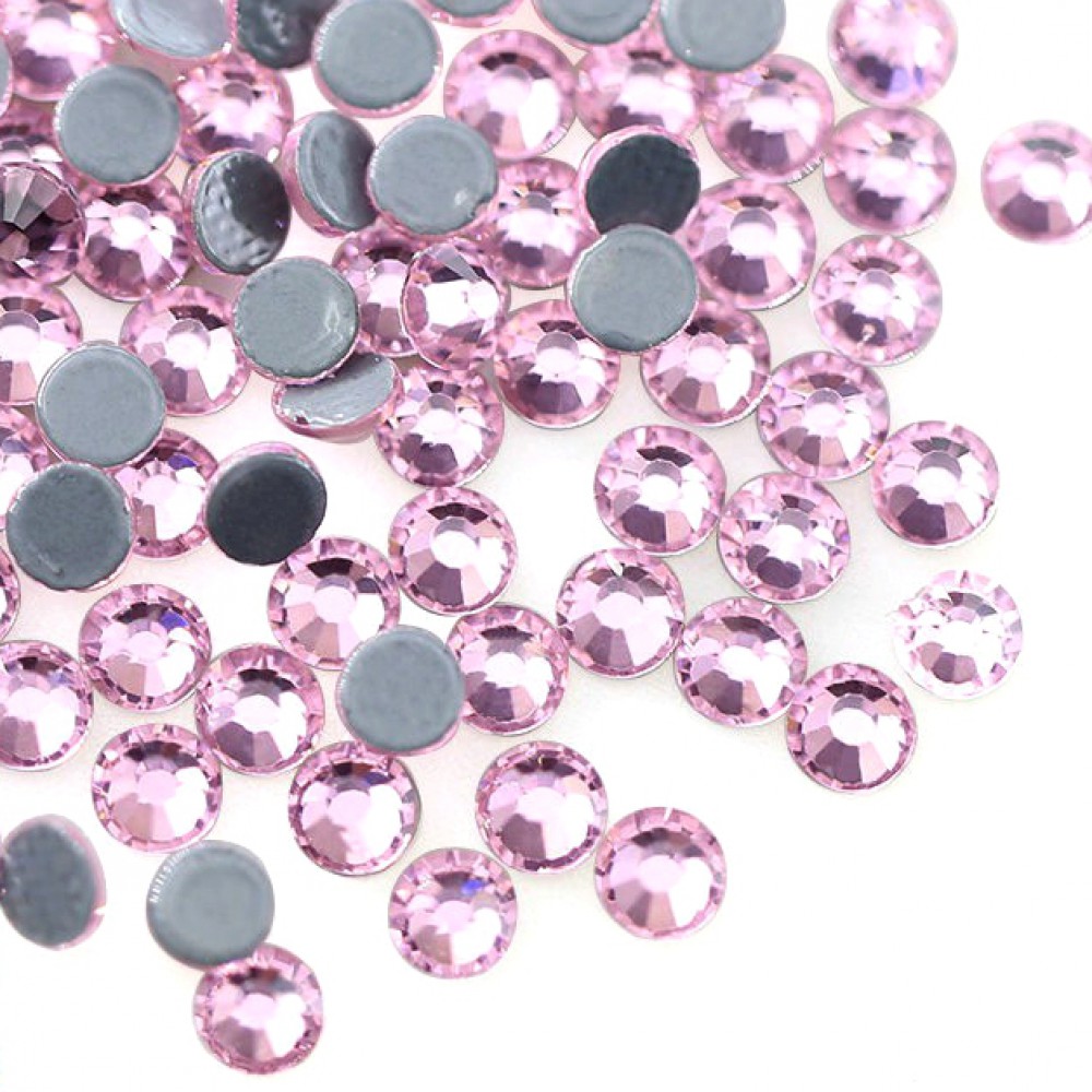 Strass hotfix flat back, glass, high quality, pink color (pack) Rhinestones Hotfix