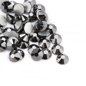 Strass flat back, glass, high quality, metallic gun black color (pack) Rhinestones Glass Flat Back