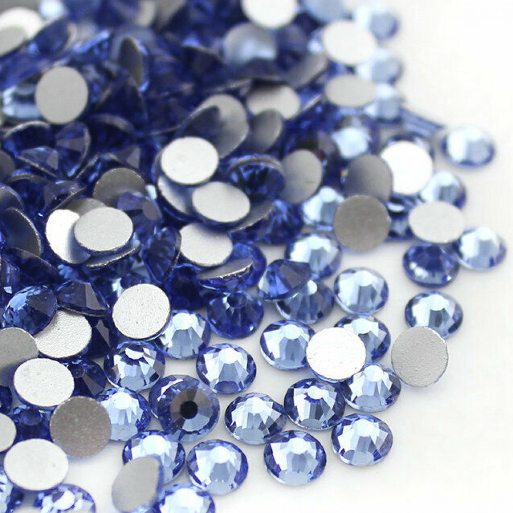 Strass flat back, glass, high quality, light blue color (pack) Rhinestones Glass Flat Back