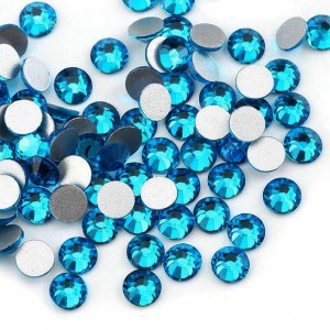 Strass flat back, glass, high quality, blue petrol color (pack) Rhinestones Glass Flat Back