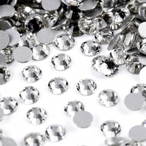 Strass flat back, glass, high quality, clear (pack) Rhinestones Glass Flat Back