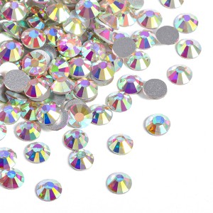 Strass flat back, glass, high quality, crystal AB (pack) Rhinestones Glass Flat Back