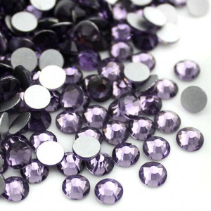 Strass flat back, glass, high quality, purple color (pack) Rhinestones Glass Flat Back