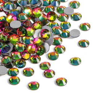Strass flat back, glass, high quality, multicolor AB (pack) Rhinestones Glass Flat Back