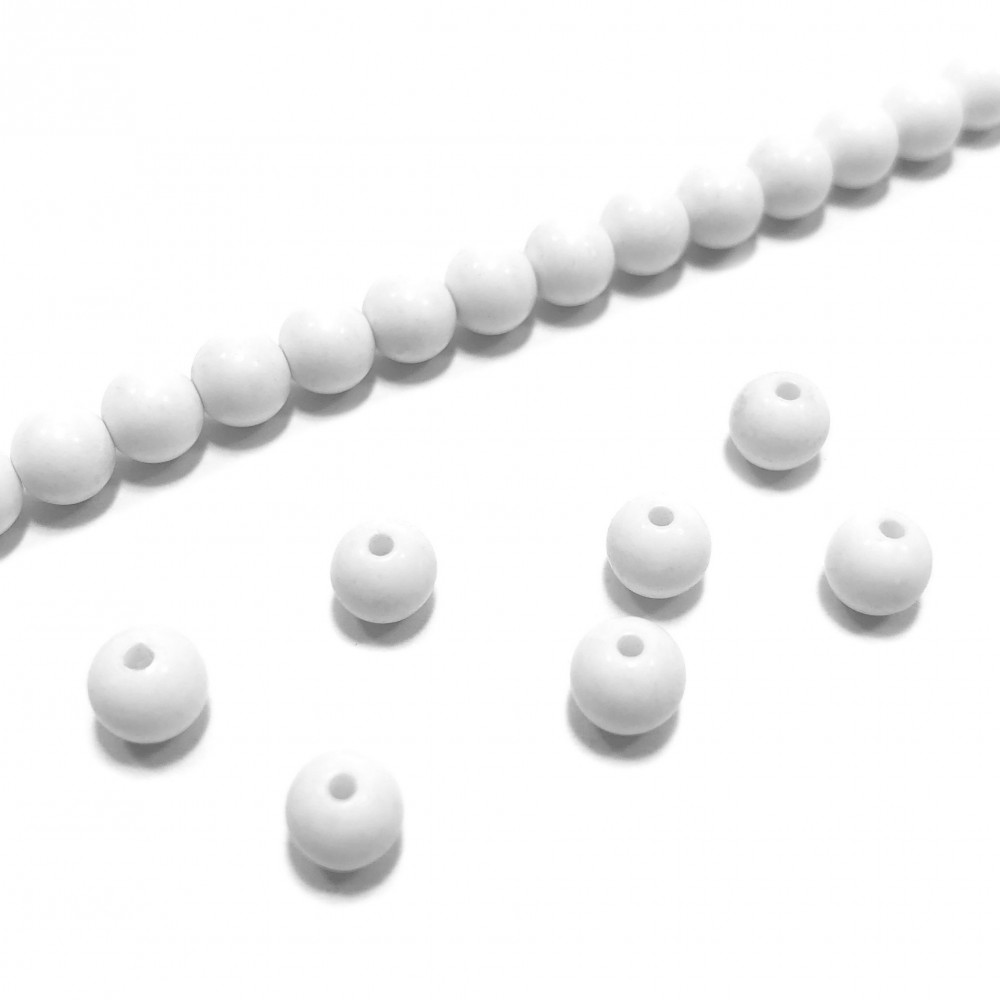 Ακρυλικές χάντρες λευκό χρώμα 6mm (σειρά/140χάντρες)