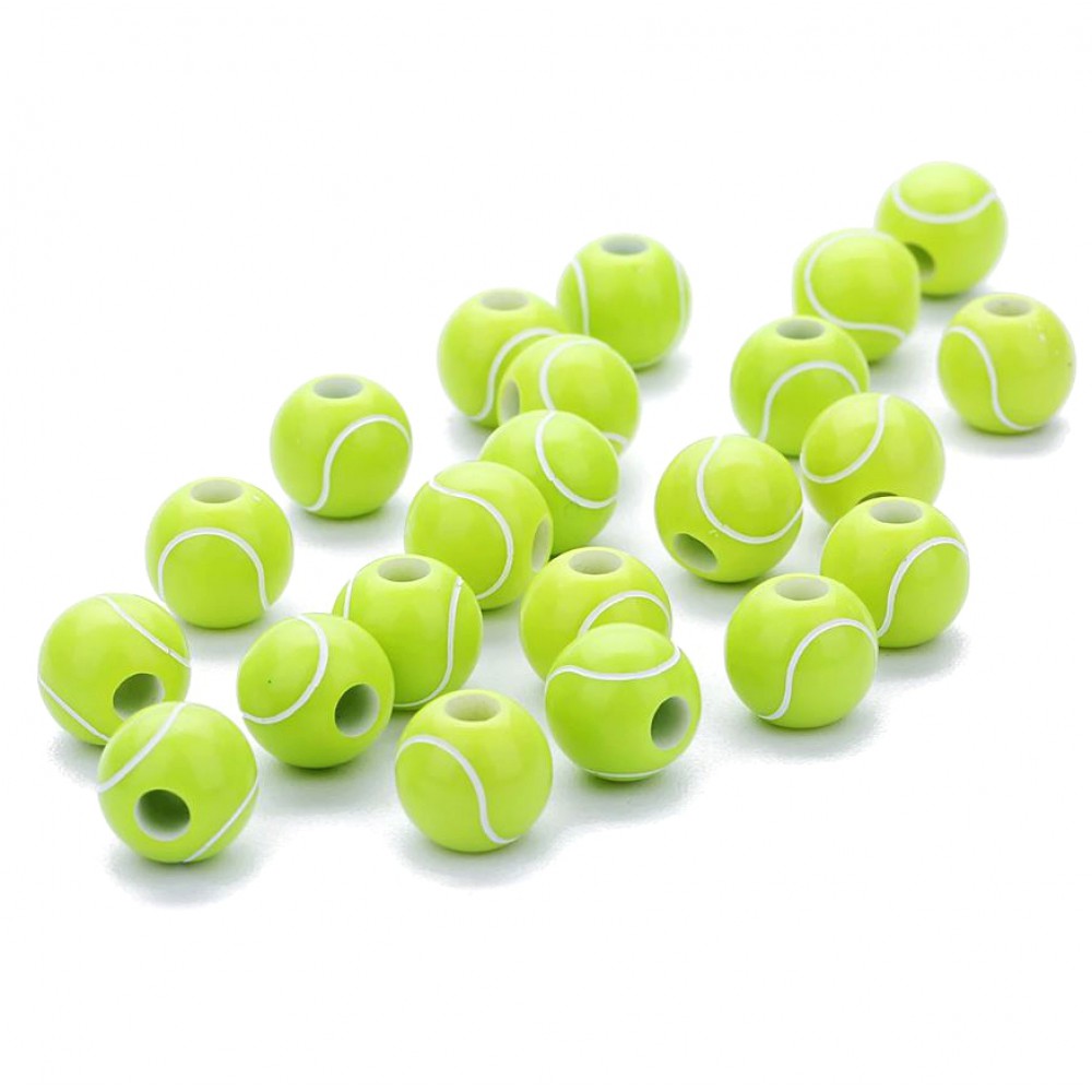 Ακρυλική χάντρα με τρύπα μπάλα τένις, tennis ball 11mm Ακρυλικές Χάντρες