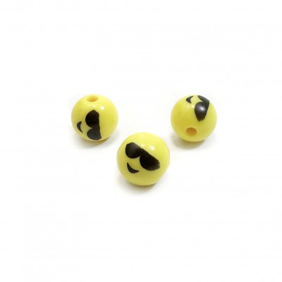Ακρυλική χάντρα με τρύπα, emoji cool 10mm