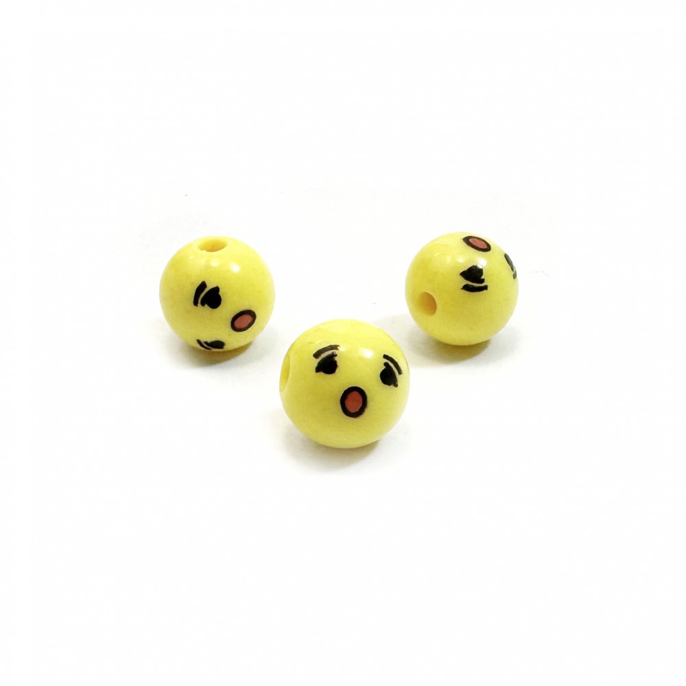 Ακρυλική χάντρα με τρύπα, emoji surprized 10mm Ακρυλικές Χάντρες