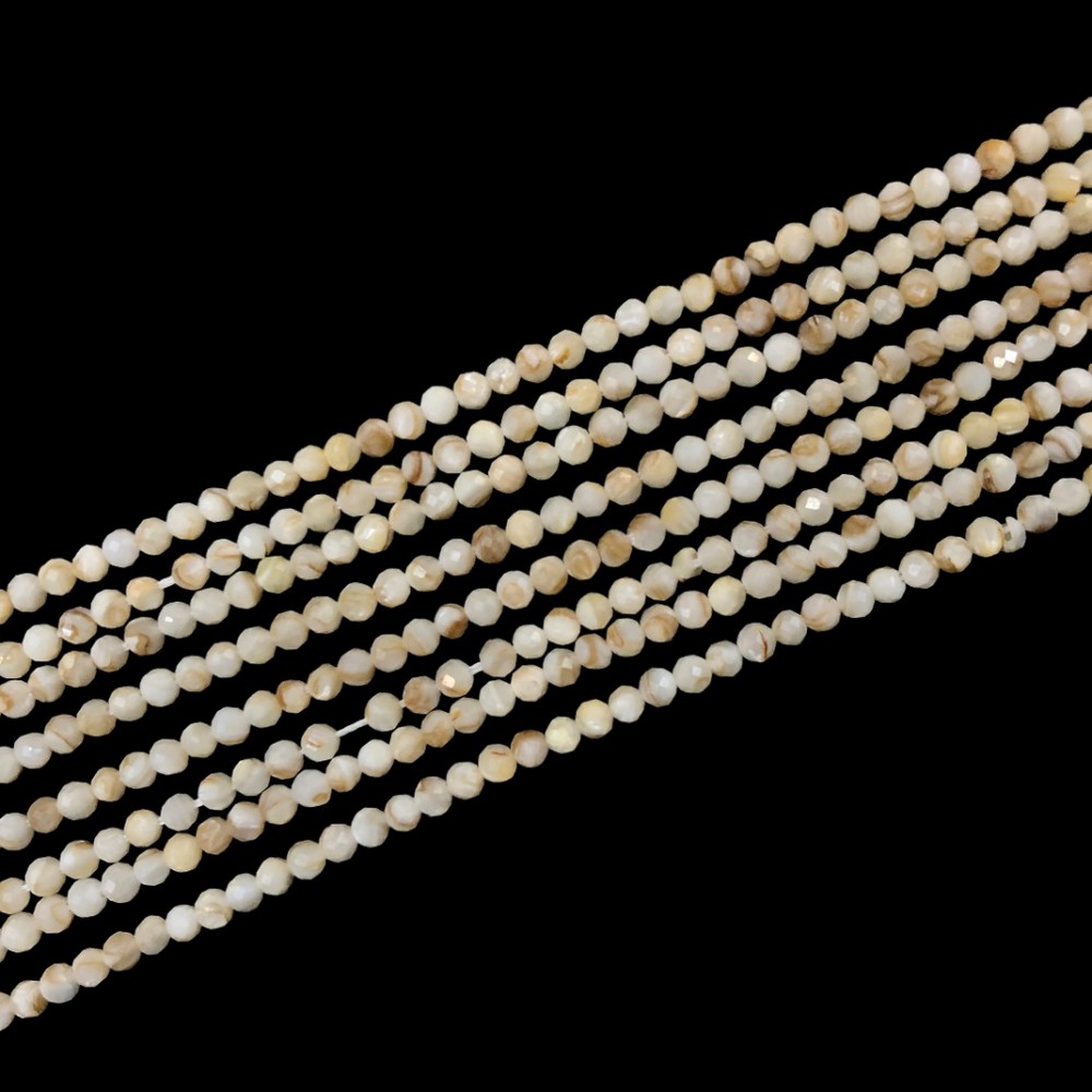 Mother of pearl natural faceted beads 3.5mm (string∽39cm∽120beads) Mother of Pearl