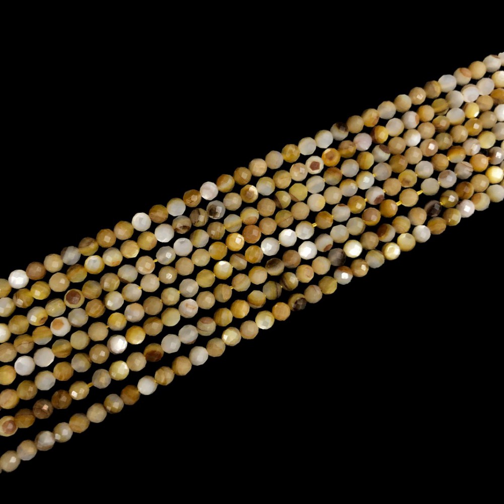 Χάντρες φίλντισι gold πολυγωνικές φυσικές 3.5mm (σειρά∽38cm∽112χάντρες) Φίλντισι