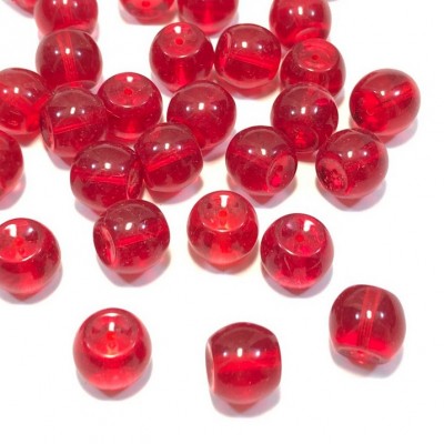 Χάντρες γυάλινες διάφανo κόκκινο χρώμα 14mm (συσκευασία/30χάντρες)