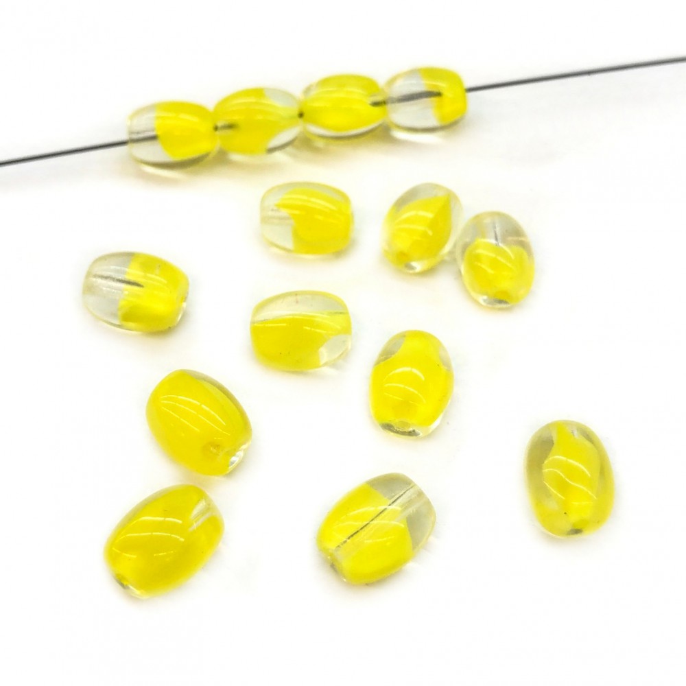 Χάντρες γυάλινες οβάλ κίτρινο χρώμα 10x8mm (συσκευασία/30χάντρες) Γυάλινες Χάντρες
