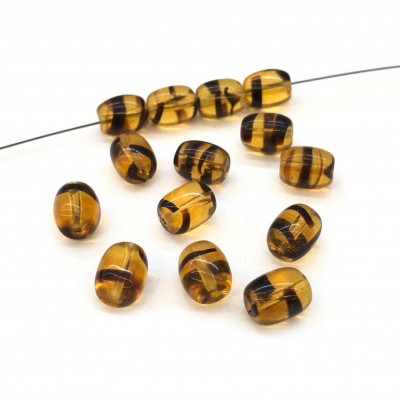 Χάντρες γυάλινες οβάλ animal print 10x8mm (συσκευασία/30χάντρες)