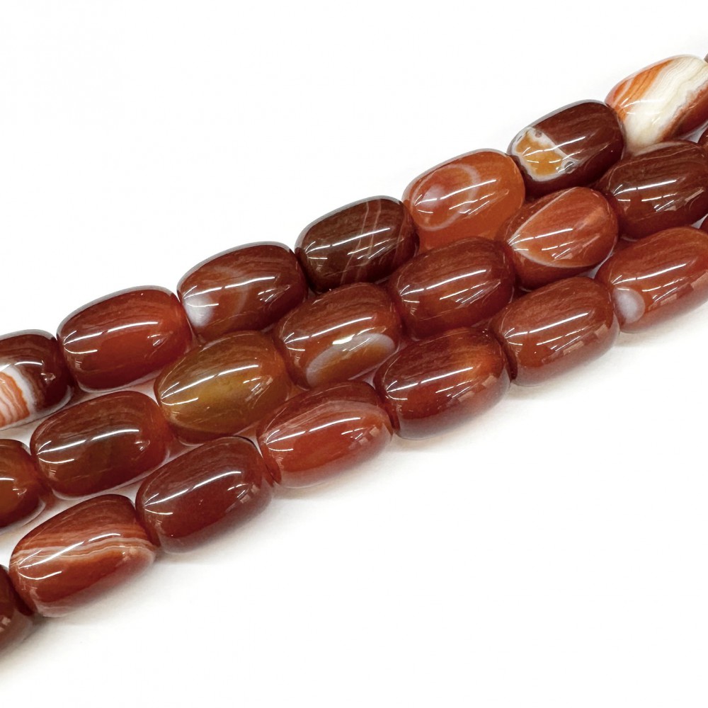 Χάντρες βαρελάκι 14x10mm Αχάτης κόκκινος (Agate) φυσικοί ημιπολύτιμοι λίθοι (σειρά∽38cm∽28χάντρες) Χάντρες για Κομπολόι