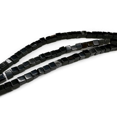 Agate black cube beads natural semi precious stones 4∽5mm (string∽40cm∽94beads)