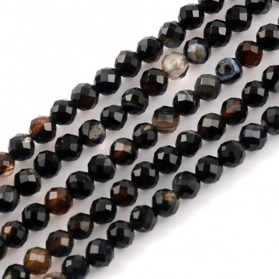 Αχάτης μαύρος (Agate) φυσικοί ημιπολύτιμοι λίθοι χάντρες πολυγωνικές 4mm (σειρά∽38cm∽106χάντρες)