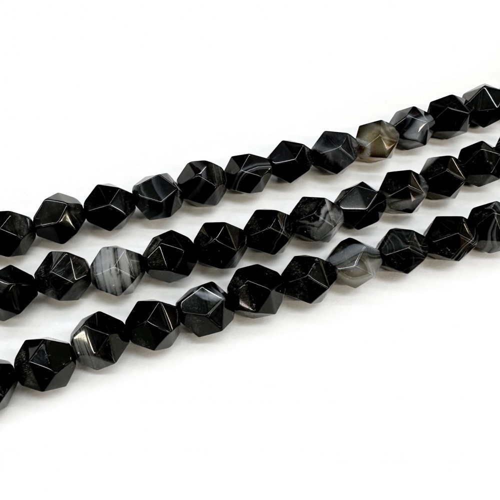Agate black faceted beads natural semi precious stones 8mm (string∽37cm∽50beads) (string∽38cm∽106beads) Agate