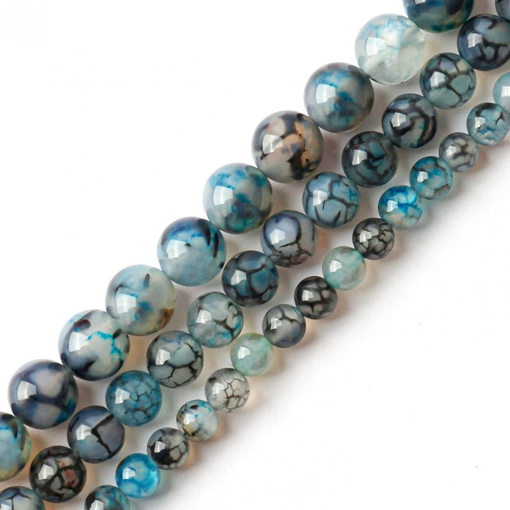 Αχάτης (Agate Dragon Vein) μπλε χάντρες φυσικοί ημιπολύτιμοι λίθοι χάντρες 6mm / 8mm / 10mm (σειρά/36∽38cm) Αχάτης - Agate