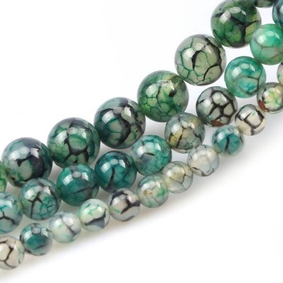 Αχάτης (Agate Dragon Vein) πράσινος φυσικοί ημιπολύτιμοι λίθοι χάντρες 6mm / 8mm / 10mm (σειρά/36∽38cm)