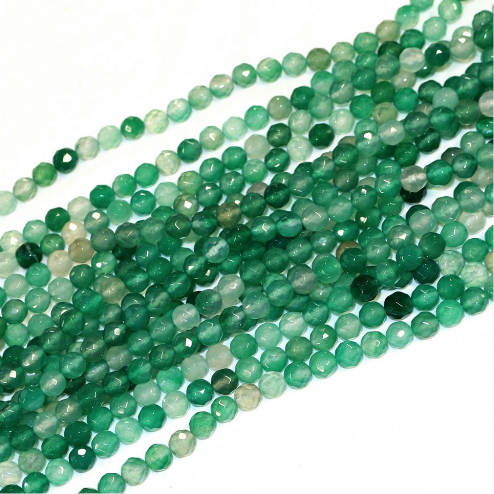 Αχάτης πράσινος (Agate) φυσικοί ημιπολύτιμοι λίθοι χάντρες πολυγωνικές 4mm (σειρά∽37cm∽92χάντρες) Αχάτης - Agate