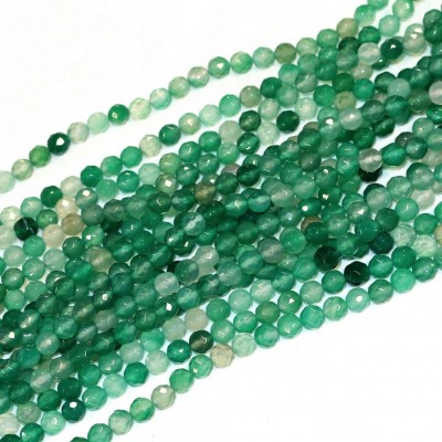 Αχάτης πράσινος (Agate) φυσικοί ημιπολύτιμοι λίθοι χάντρες πολυγωνικές 4mm (σειρά∽37cm∽92χάντρες)