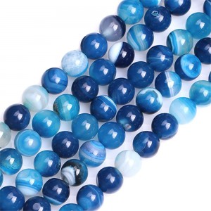 Αχάτης μπλε (Agate) φυσικοί ημιπολύτιμοι λίθοι χάντρες 4mm/ 6mm/ 8mm/ 10mm/ 12mm (σειρά/37∽38cm) Αχάτης - Agate