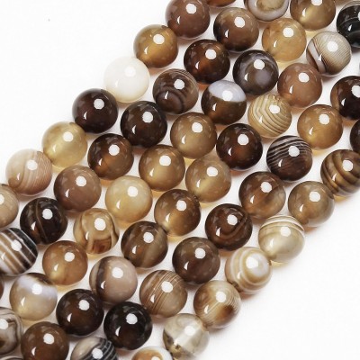 Αχάτης καφέ (Agate Botswana) φυσικοί ημιπολύτιμοι λίθοι χάντρες 4mm/ 6mm/ 8mm/ 10mm (σειρά/35∽38cm)