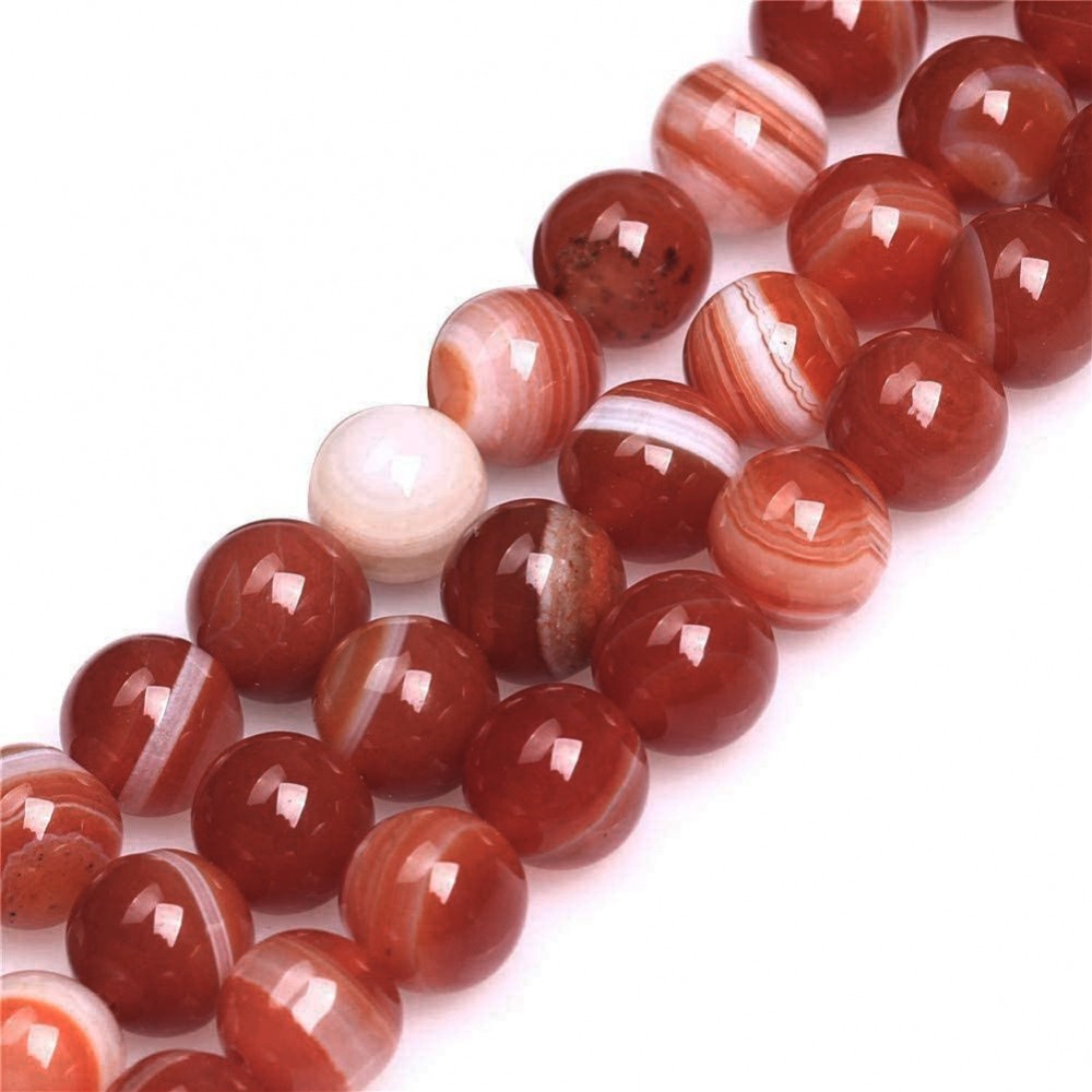 Αχάτης κόκκινος (Agate) φυσικοί ημιπολύτιμοι λίθοι χάντρες 4mm/ 6mm/ 8mm/ 10mm (σειρά/37∽38cm) Αχάτης - Agate