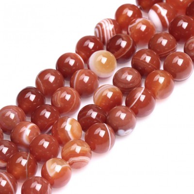 Αχάτης κόκκινος (Agate) φυσικοί ημιπολύτιμοι λίθοι χάντρες 4mm/ 6mm/ 8mm/ 10mm (σειρά/37∽38cm)