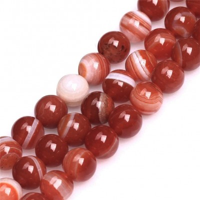 Αχάτης κόκκινος (Agate) φυσικοί ημιπολύτιμοι λίθοι χάντρες 4mm/ 6mm/ 8mm/ 10mm (σειρά/37∽38cm)