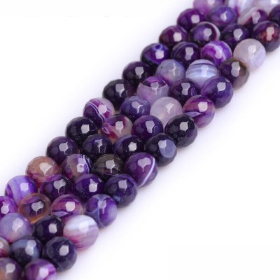 Αχάτης μωβ (Agate) φυσικοί ημιπολύτιμοι λίθοι χάντρες πολυγωνικές 8mm (σειρά∽38cm∽48χάντρες)