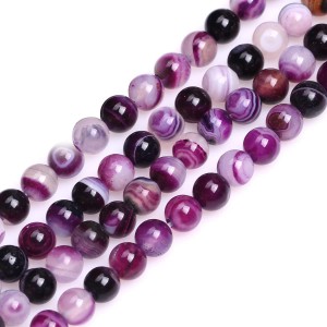 Αχάτης μωβ (Agate) φυσικοί ημιπολύτιμοι λίθοι χάντρες 4mm/ 6mm/ 8mm/ 10mm/ 12mm (σειρά/37∽38cm) Αχάτης - Agate